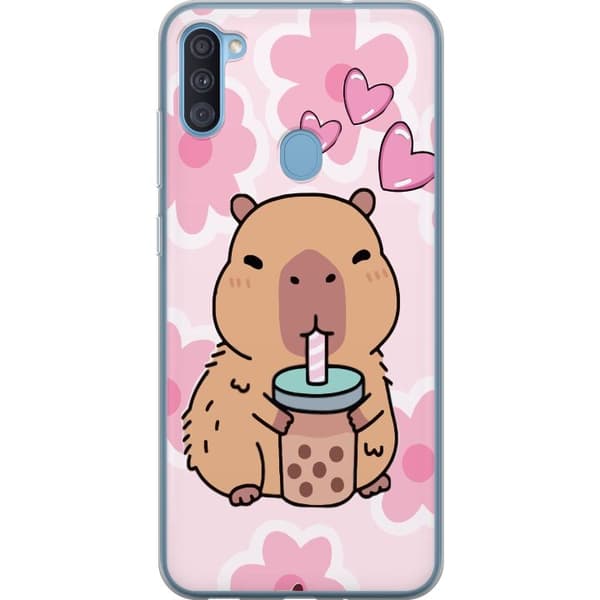 Samsung Galaxy A11 Gjennomsiktig deksel Kawaii Capybara Hjerteanime Stil Søt Design Dyretema TikTok Populær Gave Jente