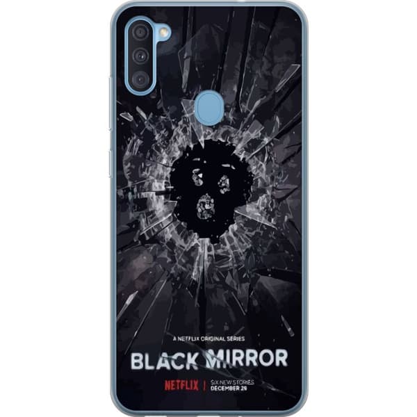 Samsung Galaxy A11 Gjennomsiktig deksel Black Mirror Sci-Fi Netflix Serie Dystopi Teknologi Cyberpunk Mørkt TV Videospill Tema