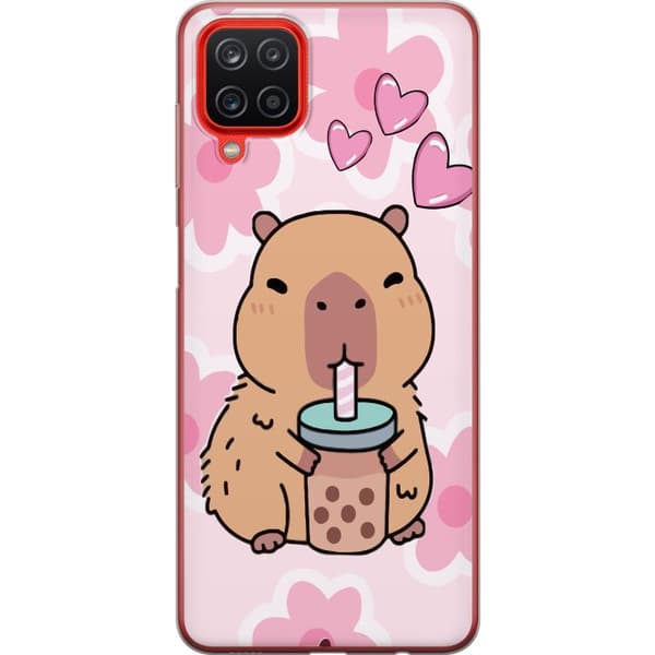 Samsung Galaxy A12 Gjennomsiktig deksel Kawaii Capybara Hjerteanime Stil Søt Design Dyretema TikTok Populær Gave Jente