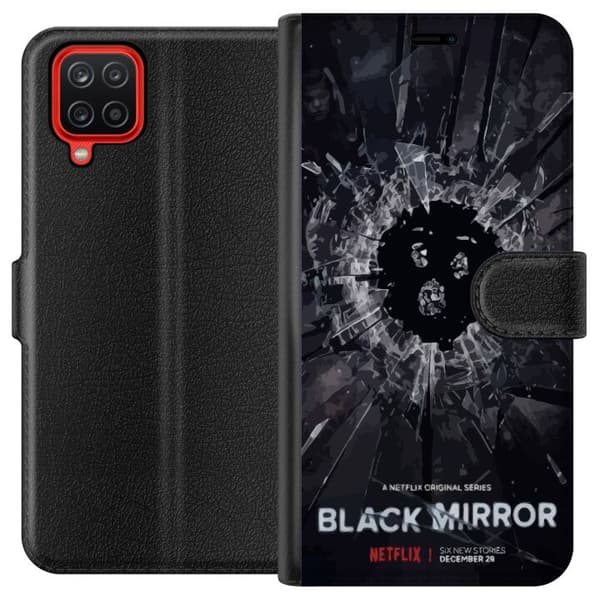 Samsung Galaxy A12 Tegnebogsetui Black Mirror Sci-Fi Netflix Serie Dystopi Teknologi Cyberpunk Mørkt TV Videospil Tema