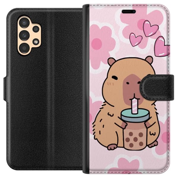 Samsung Galaxy A13 Tegnebogsetui Kawaii Capybara Hjerte Anime Stil Sød Design Dyremotiv TikTok Populær Gave Pige