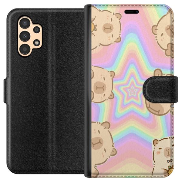 Samsung Galaxy A13 Lompakkokotelo Kawaii Capybara Galaxy Söpö Anime Eläin Avaruusteema Kawaii Trendi Lahja TikTok-suunnittelu