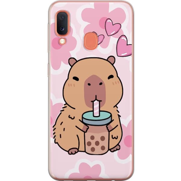 Samsung Galaxy A20e Genomskinligt Skal Kawaii Capybara Hjärtan Anime Stil Söt Design Djurmotiv TikTok Populärt Present Tjej