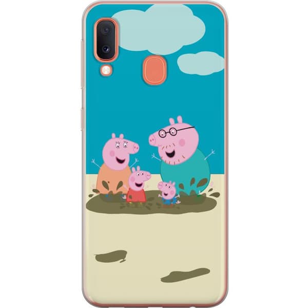 Samsung Galaxy A20e Gennemsigtig cover Greta Gris Familie Georg Mudderpøl Børnemotiv Serie Populær Børnekarakter Glæde
