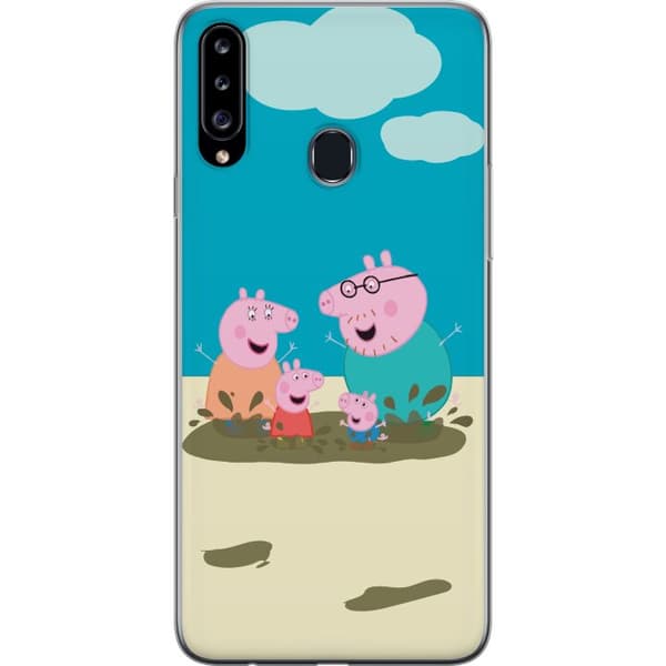 Samsung Galaxy A20s Gjennomsiktig deksel Greta Gris Familien Georg Lerøl Barne Motiv Serie Populær Barnekarakter Glede