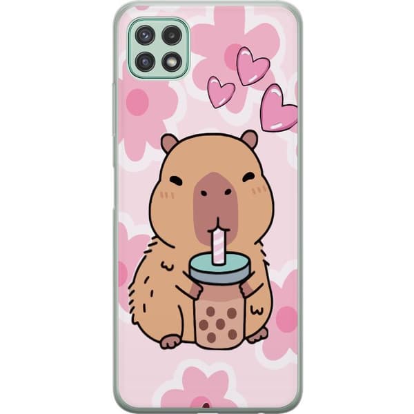 Samsung Galaxy A22 5G Gjennomsiktig deksel Kawaii Capybara Hjerteanime Stil Søt Design Dyretema TikTok Populær Gave Jente