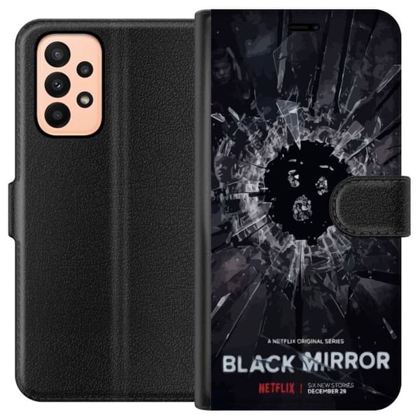 Samsung Galaxy A23 Tegnebogsetui Black Mirror Sci-Fi Netflix Serie Dystopi Teknologi Cyberpunk Mørkt TV Videospil Tema