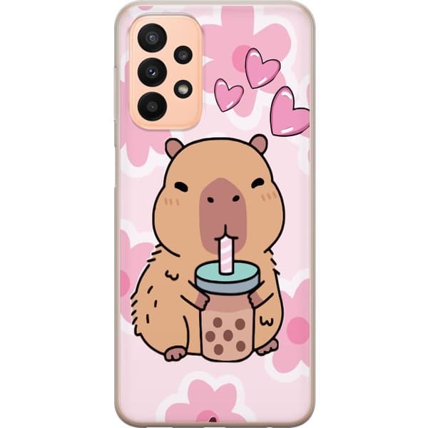 Samsung Galaxy A23 5G Gennemsigtig cover Kawaii Capybara Hjerte Anime Stil Sød Design Dyremotiv TikTok Populær Gave Pige