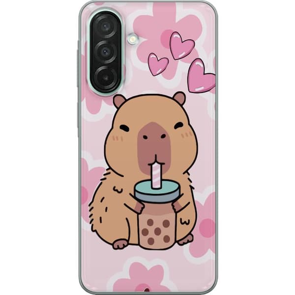 Samsung Galaxy A26 Genomskinligt Skal Kawaii Capybara Hjärtan Anime Stil Söt Design Djurmotiv TikTok Populärt Present Tjej
