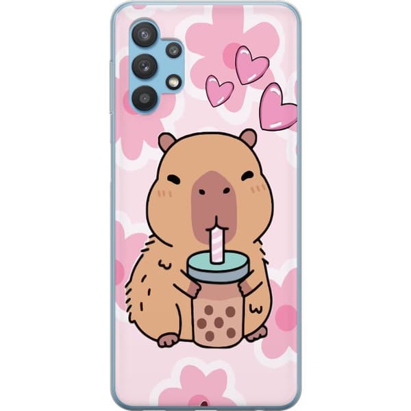 Samsung Galaxy A32 5G Gjennomsiktig deksel Kawaii Capybara Hjerteanime Stil Søt Design Dyretema TikTok Populær Gave Jente