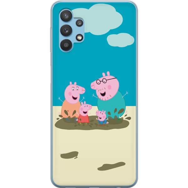 Samsung Galaxy A32 5G Gennemsigtig cover Greta Gris Familie Georg Mudderpøl Børnemotiv Serie Populær Børnekarakter Glæde