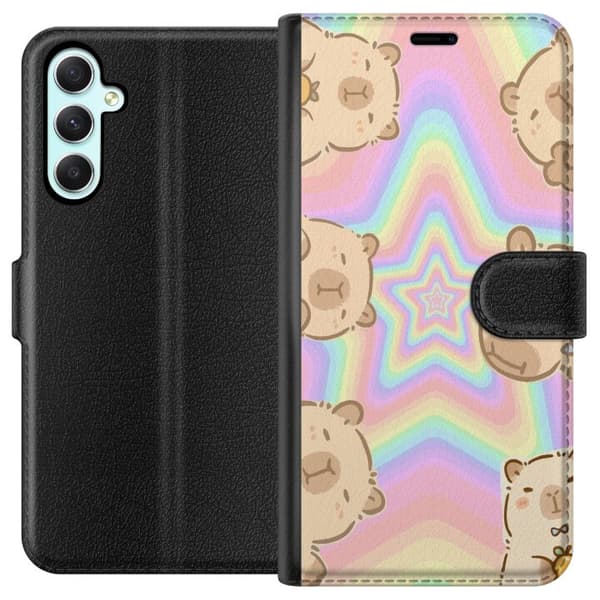 Samsung Galaxy A34 Plånboksfodral Kawaii Capybara Galaxy Söt Anime Djur Rymdmotiv Kawaii Trend Present TikTok Design