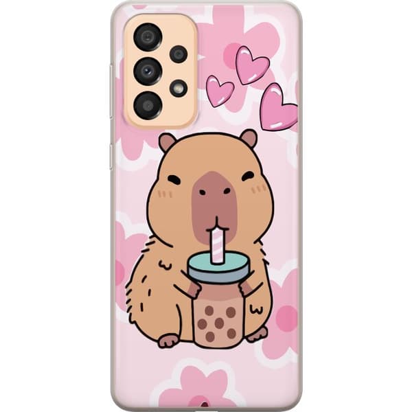 Samsung Galaxy A33 5G Gennemsigtig cover Kawaii Capybara Hjerte Anime Stil Sød Design Dyremotiv TikTok Populær Gave Pige