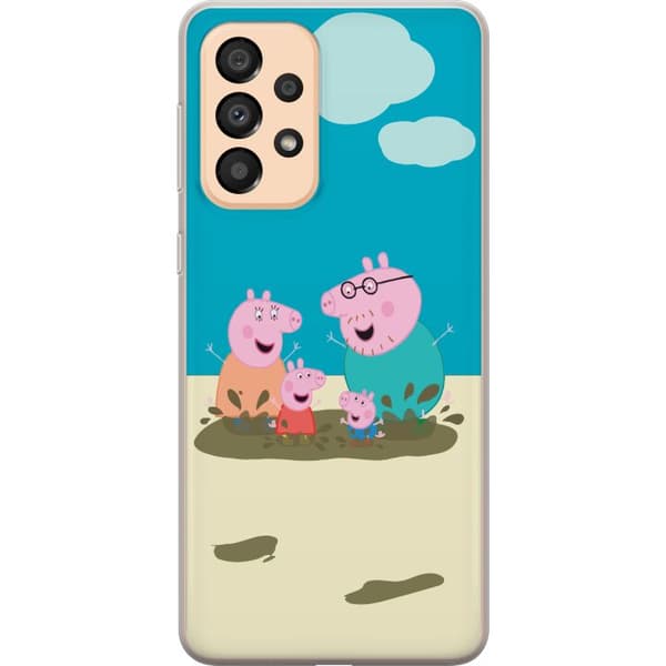 Samsung Galaxy A33 5G Gennemsigtig cover Greta Gris Familie Georg Mudderpøl Børnemotiv Serie Populær Børnekarakter Glæde
