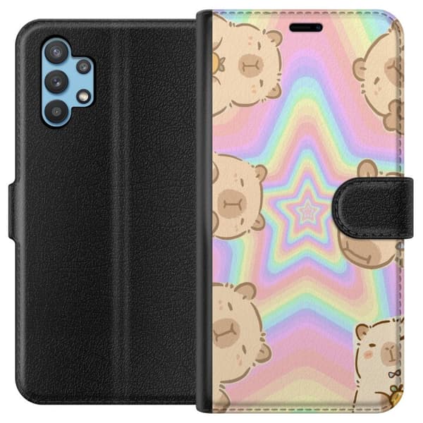 Samsung Galaxy A32 5G Tegnebogsetui Kawaii Capybara Galaxy Sød Anime Dyr Rummotiv Kawaii Trend Gave TikTok Design