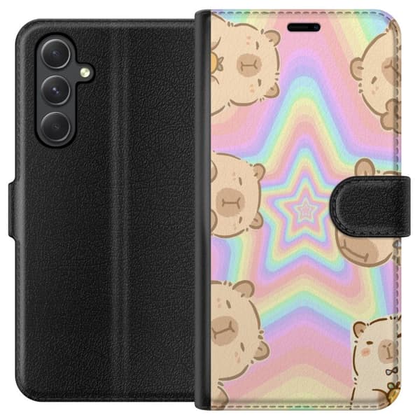 Samsung Galaxy A35 Lompakkokotelo Kawaii Capybara Galaxy Söpö Anime Eläin Avaruusteema Kawaii Trendi Lahja TikTok-suunnittelu