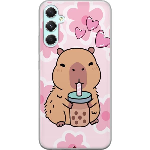 Samsung Galaxy A34 Genomskinligt Skal Kawaii Capybara Hjärtan Anime Stil Söt Design Djurmotiv TikTok Populärt Present Tjej