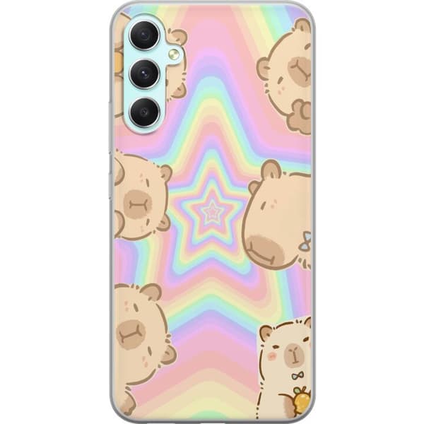 Samsung Galaxy A34 Genomskinligt Skal Kawaii Capybara Galaxy Söt Anime Djur Rymdmotiv Kawaii Trend Present TikTok Design
