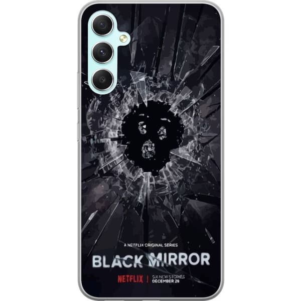 Samsung Galaxy A34 Läpinäkyvä kuori Black Mirror Sci-Fi Netflix -sarja Dystopia Teknologia Cyberpunk Synkkä TV Videopeli Teema