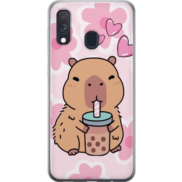 Samsung Galaxy A40 Gennemsigtig cover Kawaii Capybara Hjerte Anime Stil Sød Design Dyremotiv TikTok Populær Gave Pige