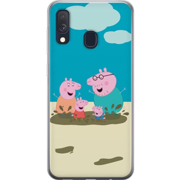 Samsung Galaxy A40 Gennemsigtig cover Greta Gris Familie Georg Mudderpøl Børnemotiv Serie Populær Børnekarakter Glæde