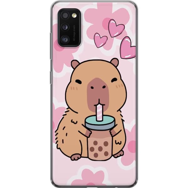 Samsung Galaxy A41 Gennemsigtig cover Kawaii Capybara Hjerte Anime Stil Sød Design Dyremotiv TikTok Populær Gave Pige