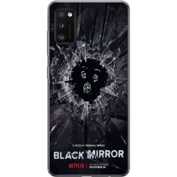 Samsung Galaxy A41 Läpinäkyvä kuori Black Mirror Sci-Fi Netflix -sarja Dystopia Teknologia Cyberpunk Synkkä TV Videopeli Teema