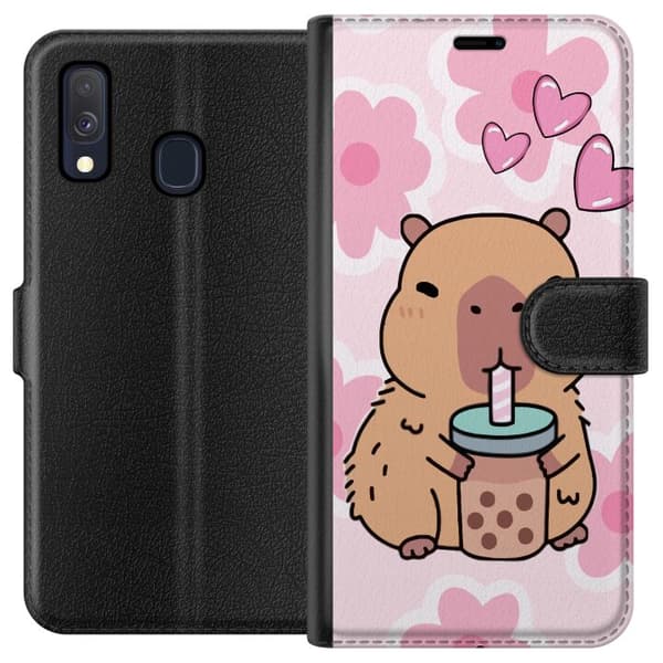 Samsung Galaxy A40 Lompakkokotelo Kawaii Capybara Sydän Anime-tyyli Söpö Suunnittelu Eläinaihe TikTok Suosittu Lahja Tyttö