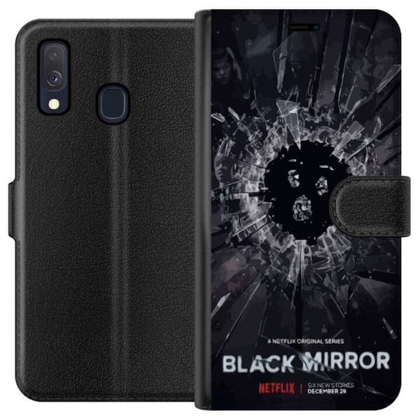 Samsung Galaxy A40 Tegnebogsetui Black Mirror Sci-Fi Netflix Serie Dystopi Teknologi Cyberpunk Mørkt TV Videospil Tema