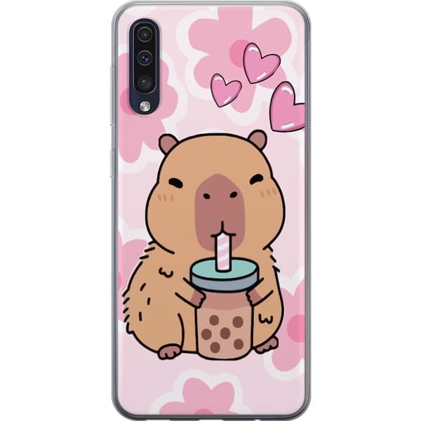 Samsung Galaxy A50 Gennemsigtig cover Kawaii Capybara Hjerte Anime Stil Sød Design Dyremotiv TikTok Populær Gave Pige