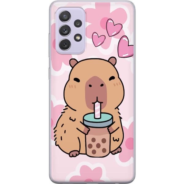 Samsung Galaxy A52s 5G Gennemsigtig cover Kawaii Capybara Hjerte Anime Stil Sød Design Dyremotiv TikTok Populær Gave Pige