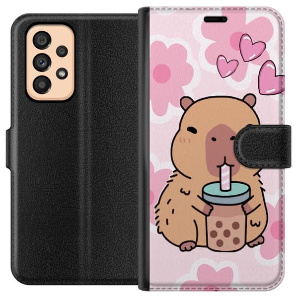 Samsung Galaxy A53 5G Tegnebogsetui Kawaii Capybara Hjerte Anime Stil Sød Design Dyremotiv TikTok Populær Gave Pige