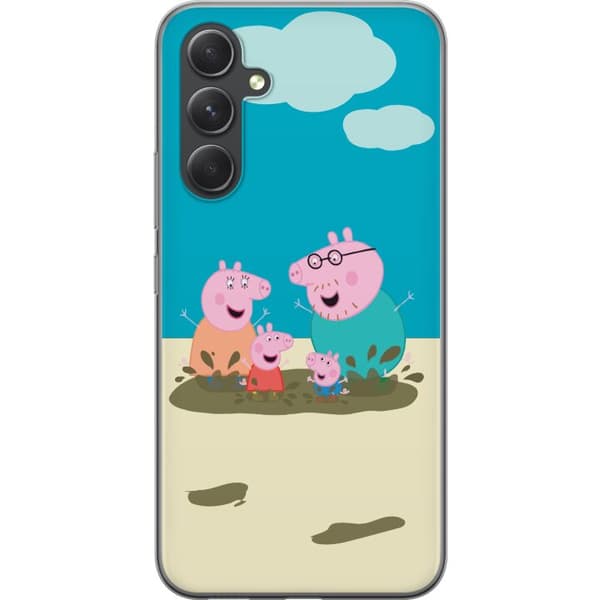 Samsung Galaxy A55 Gennemsigtig cover Greta Gris Familie Georg Mudderpøl Børnemotiv Serie Populær Børnekarakter Glæde