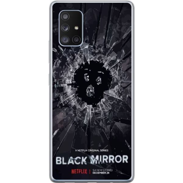 Samsung Galaxy A71 5G Läpinäkyvä kuori Black Mirror Sci-Fi Netflix -sarja Dystopia Teknologia Cyberpunk Synkkä TV Videopeli Teema