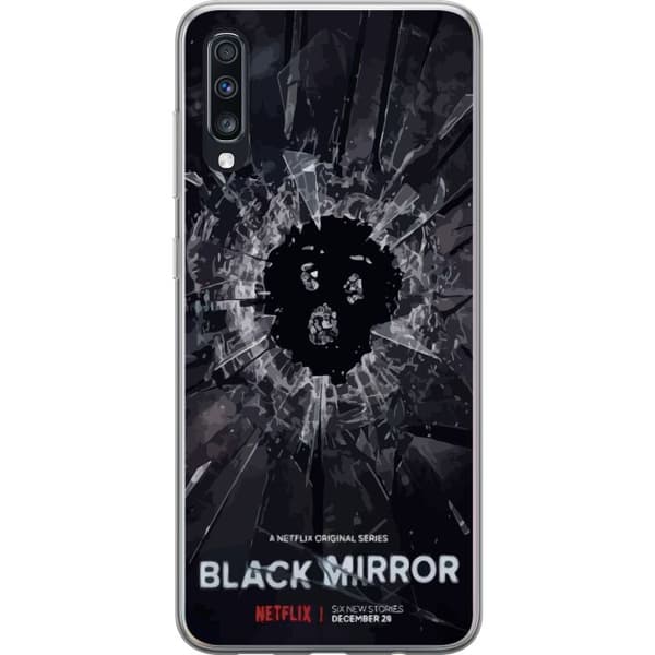 Samsung Galaxy A70 Läpinäkyvä kuori Black Mirror Sci-Fi Netflix -sarja Dystopia Teknologia Cyberpunk Synkkä TV Videopeli Teema