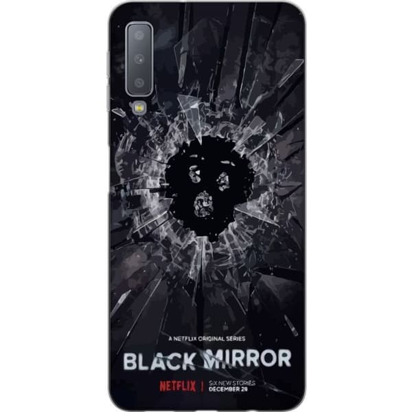 Samsung Galaxy A7 (2018) Läpinäkyvä kuori Black Mirror Sci-Fi Netflix -sarja Dystopia Teknologia Cyberpunk Synkkä TV Videopeli Teema