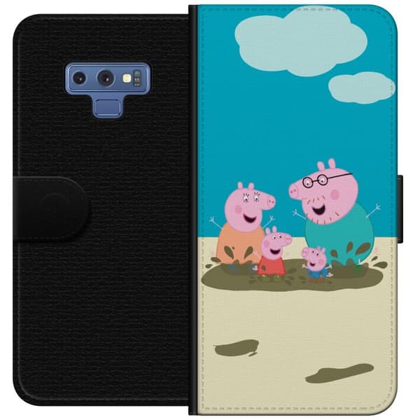 Samsung Galaxy Note9 Plånboksfodral Greta Gris Familjen George Lerpöl Barnmotiv Serie Populär Barnkaraktär Glädje