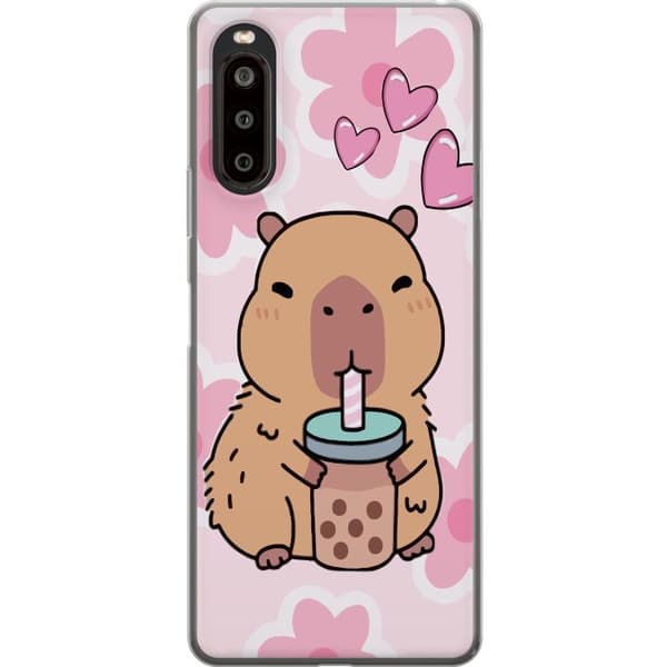 Sony Xperia 10 II Gjennomsiktig deksel Kawaii Capybara Hjerteanime Stil Søt Design Dyretema TikTok Populær Gave Jente
