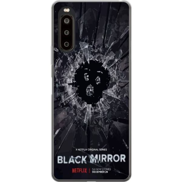 Sony Xperia 10 II Läpinäkyvä kuori Black Mirror Sci-Fi Netflix -sarja Dystopia Teknologia Cyberpunk Synkkä TV Videopeli Teema