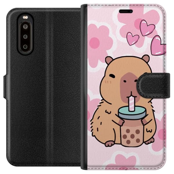 Sony Xperia 10 II Lompakkokotelo Kawaii Capybara Sydän Anime-tyyli Söpö Suunnittelu Eläinaihe TikTok Suosittu Lahja Tyttö