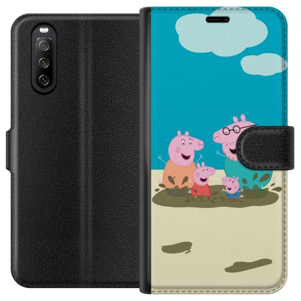 Sony Xperia 10 III Tegnebogsetui Greta Gris Familie Georg Mudderpøl Børnemotiv Serie Populær Børnekarakter Glæde