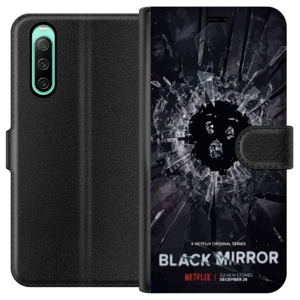 Sony Xperia 10 IV Lommeboketui Black Mirror Sci-Fi Netflix Serie Dystopi Teknologi Cyberpunk Mørkt TV Videospill Tema