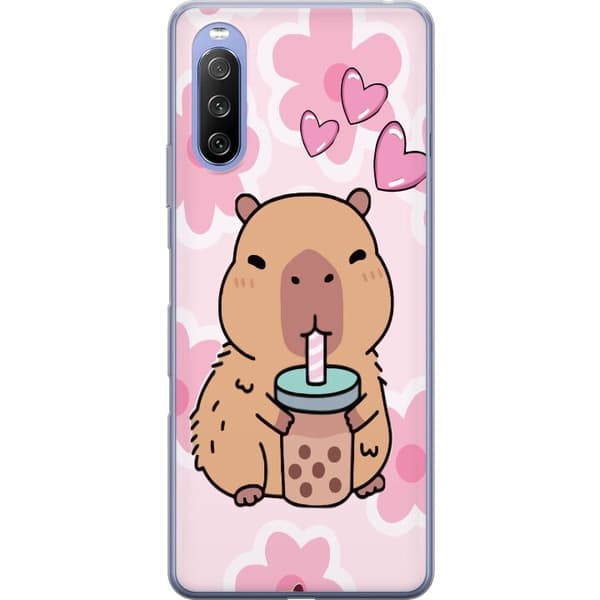 Sony Xperia 10 III Lite Gennemsigtig cover Kawaii Capybara Hjerte Anime Stil Sød Design Dyremotiv TikTok Populær Gave Pige