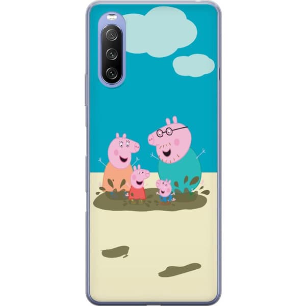 Sony Xperia 10 III Lite Läpinäkyvä kuori Greta Possu Perhe Jori Mutapuro Lasten Kuva Sarja Suosittu Lasten Hahmo Ilo