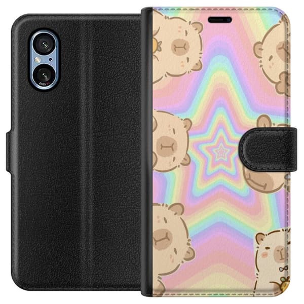 Sony Xperia 10 VI Lompakkokotelo Kawaii Capybara Galaxy Söpö Anime Eläin Avaruusteema Kawaii Trendi Lahja TikTok-suunnittelu