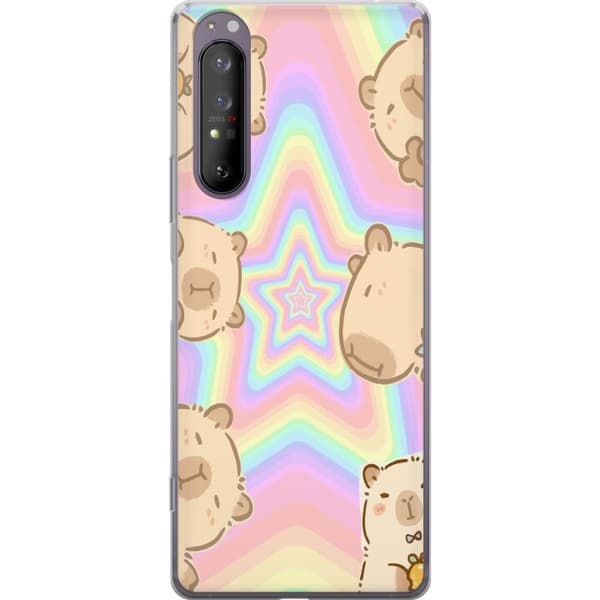Sony Xperia 1 II Läpinäkyvä kuori Kawaii Capybara Galaxy Söpö Anime Eläin Avaruusteema Kawaii Trendi Lahja TikTok-suunnittelu