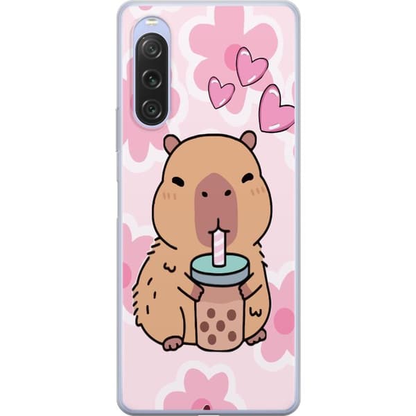 Sony Xperia 10 V Gjennomsiktig deksel Kawaii Capybara Hjerteanime Stil Søt Design Dyretema TikTok Populær Gave Jente