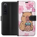 Miniatyrbilde 1 av 3: Sony Xperia 1 III Lommeboketui Kawaii Capybara Hjerteanime Stil Søt Design Dyretema TikTok Populær Gave Jente