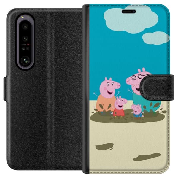 Sony Xperia 1 IV Plånboksfodral Greta Gris Familjen George Lerpöl Barnmotiv Serie Populär Barnkaraktär Glädje