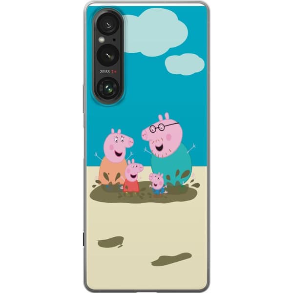 Sony Xperia 1 V Läpinäkyvä kuori Greta Possu Perhe Jori Mutapuro Lasten Kuva Sarja Suosittu Lasten Hahmo Ilo